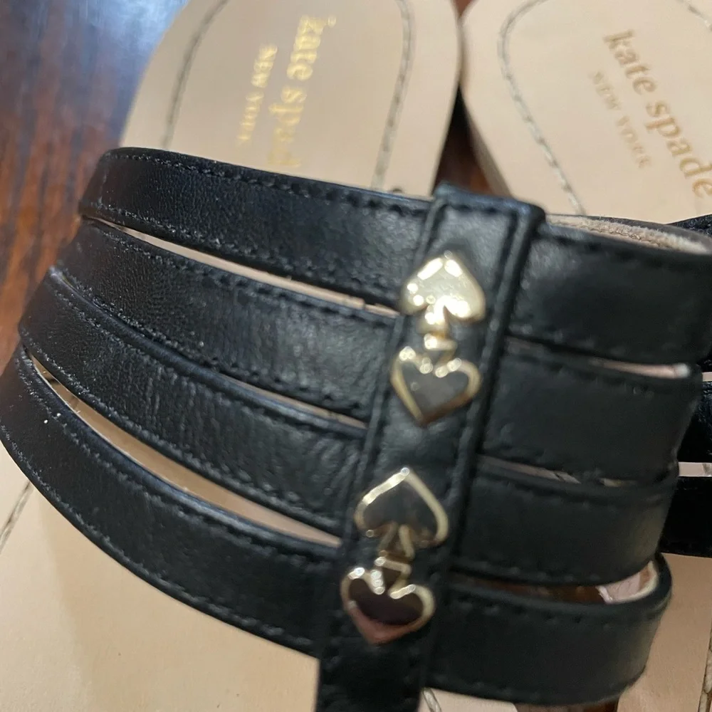 Kate Spade Black Leather T-Strap Sandals